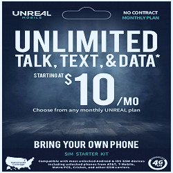 Amazon.com: UNREAL Mobile Unlimited Talk, Text & Data, SIM Card Starter  Kit, 3-in-1 : Cell Phones & Accessories